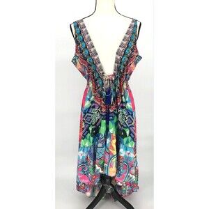 True Colours La Moda Cleopatra High-Low Low Back‎ Maxi Dress Sz L/XL Multicolor